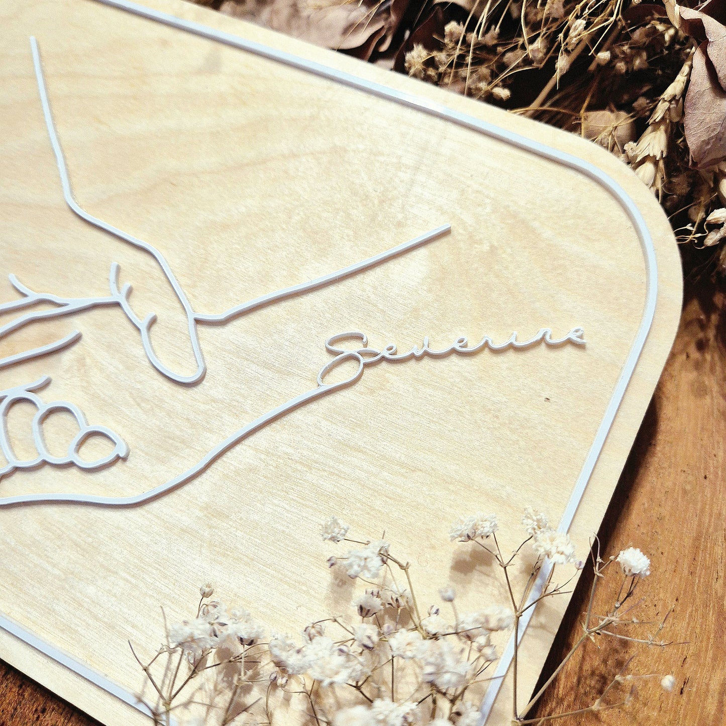 Tableau art en bois couple personnalisé - Mains liées