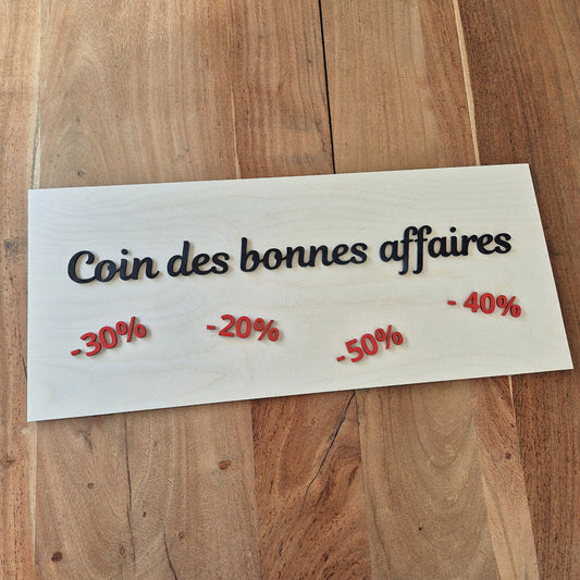 Pancarte en bois sur-mesure pour boutique