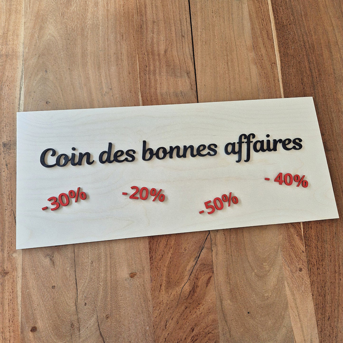 3 pancartes en bois sur mesure -  Logos + destockage