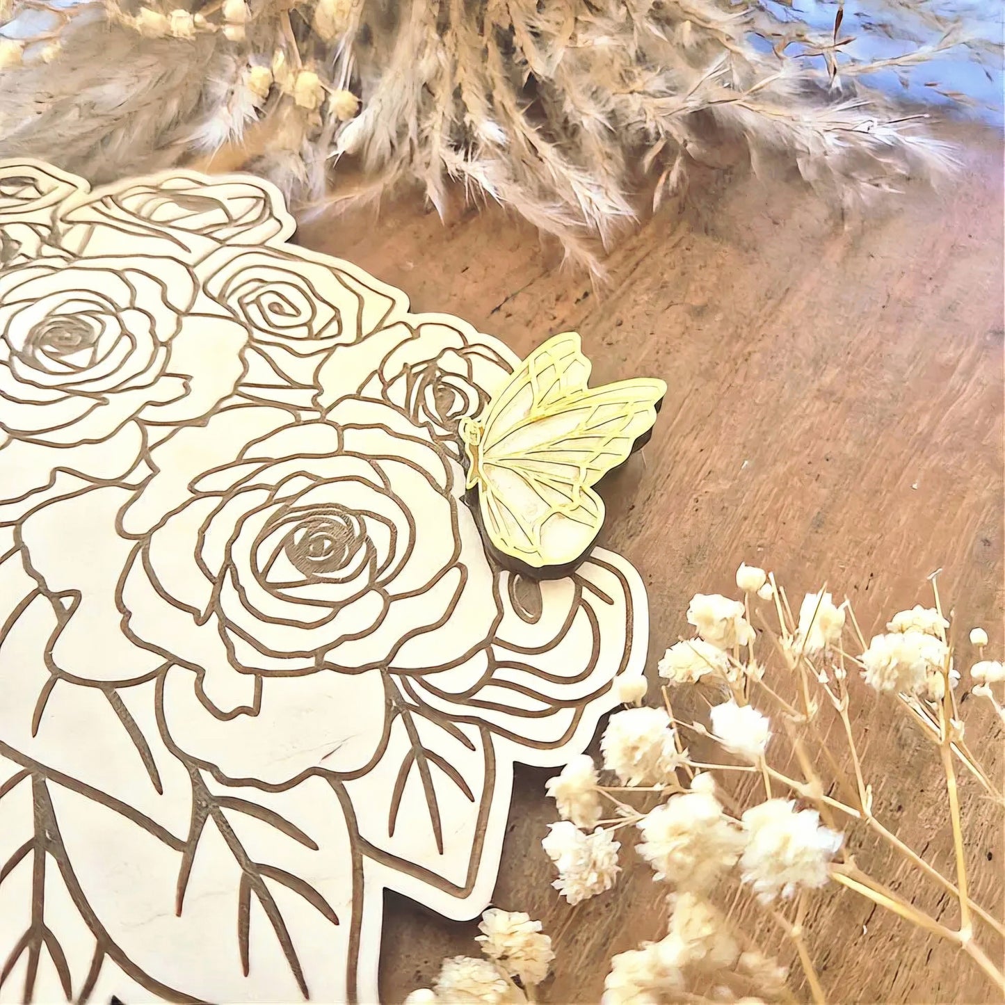 Bouquet éternel en bois personnalisé - Cadeau mamie