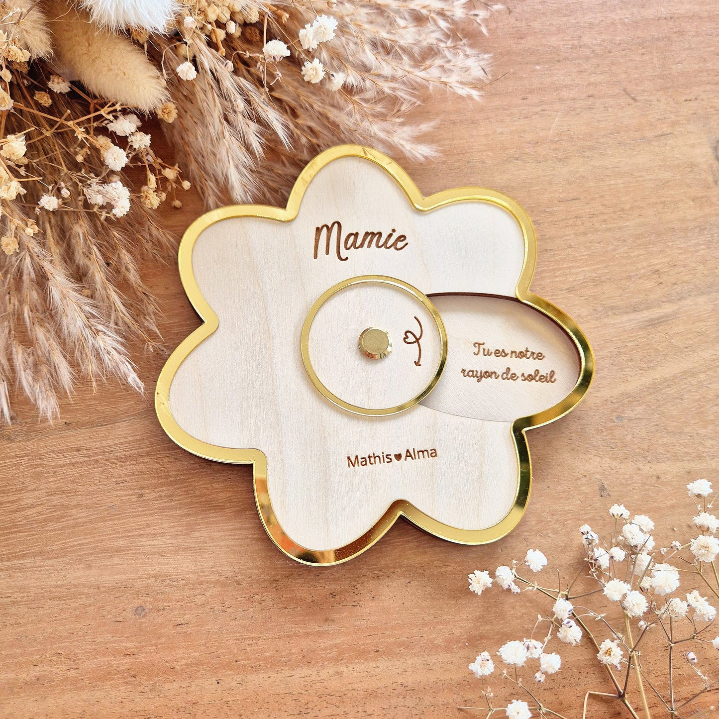 Fleur à messages tournante personnalisée - Cadeau Mamie