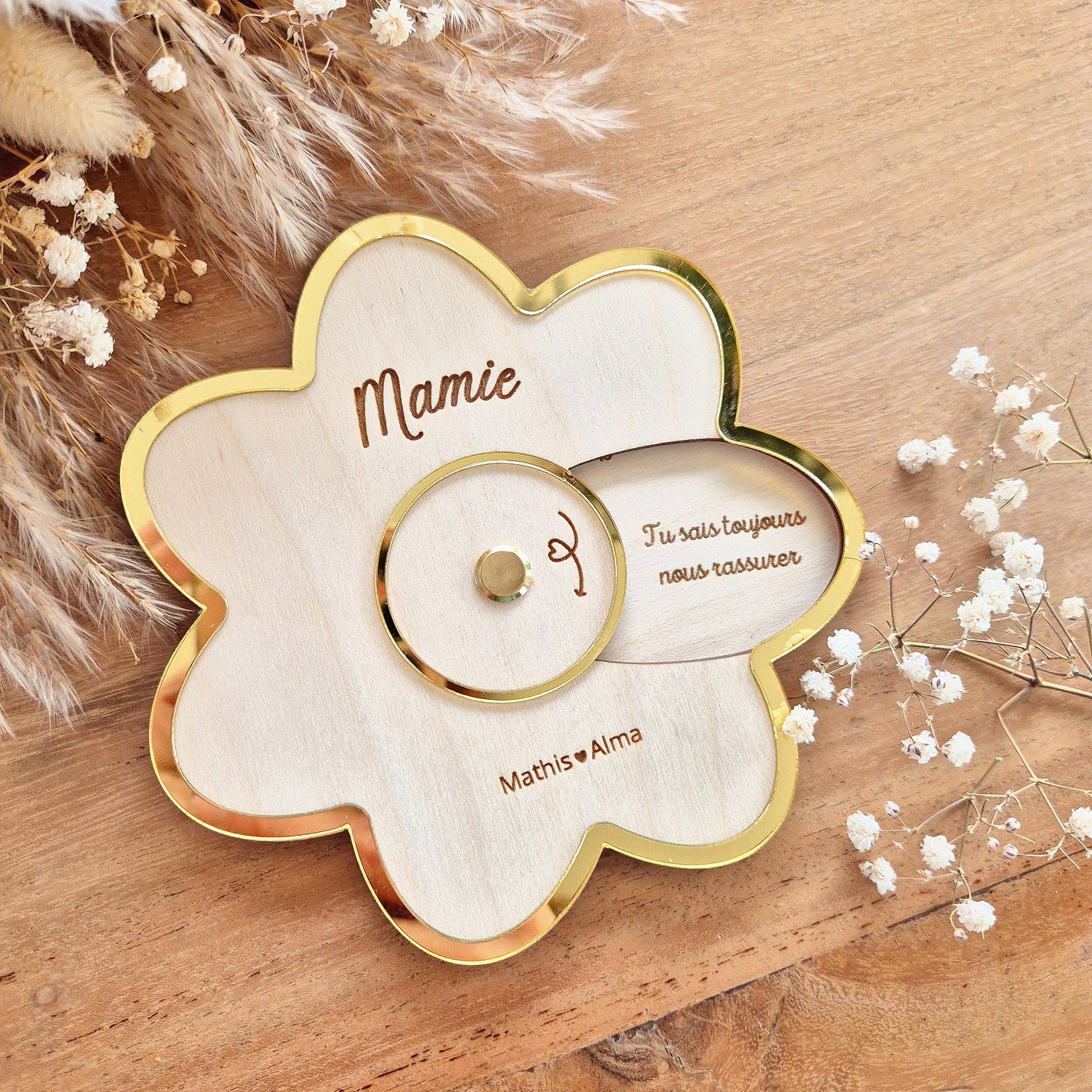 Fleur à messages tournante personnalisée - Cadeau Mamie