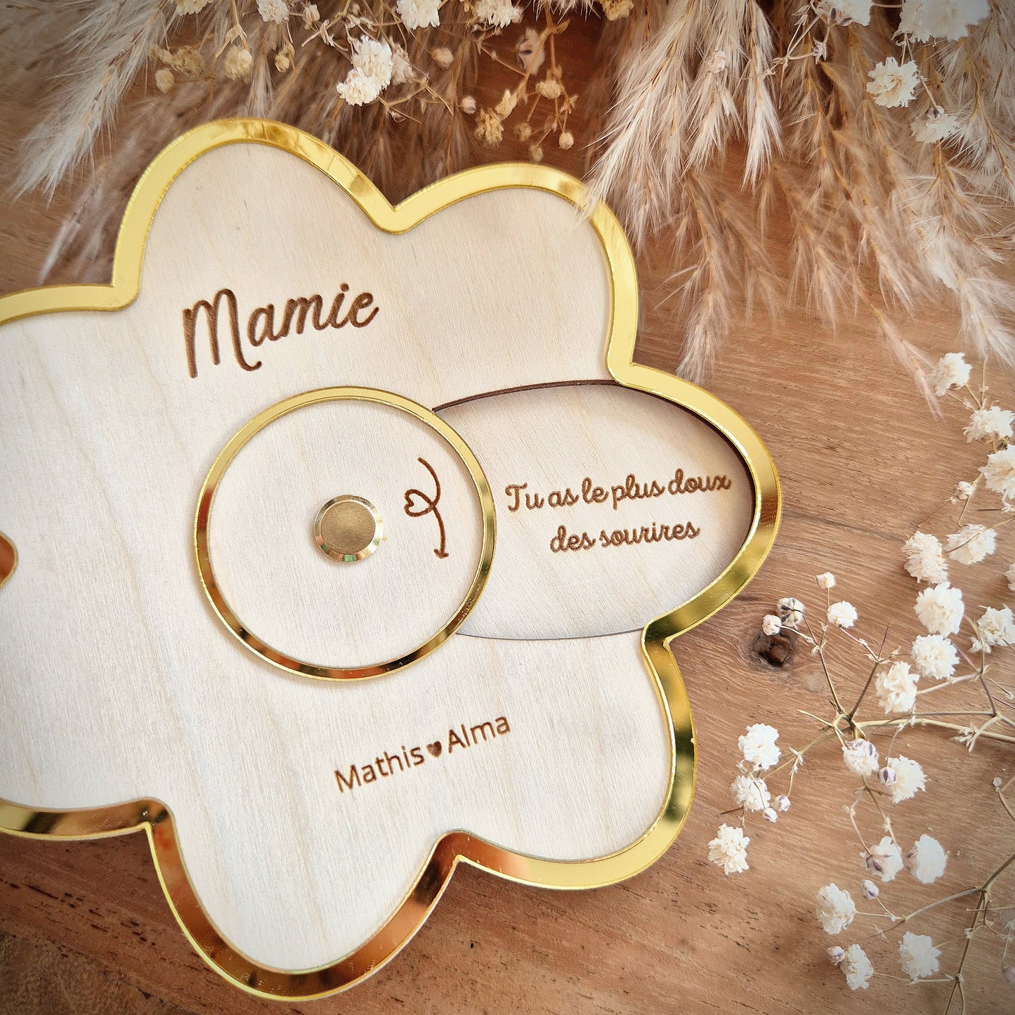 Fleur à messages tournante personnalisée - Cadeau Mamie