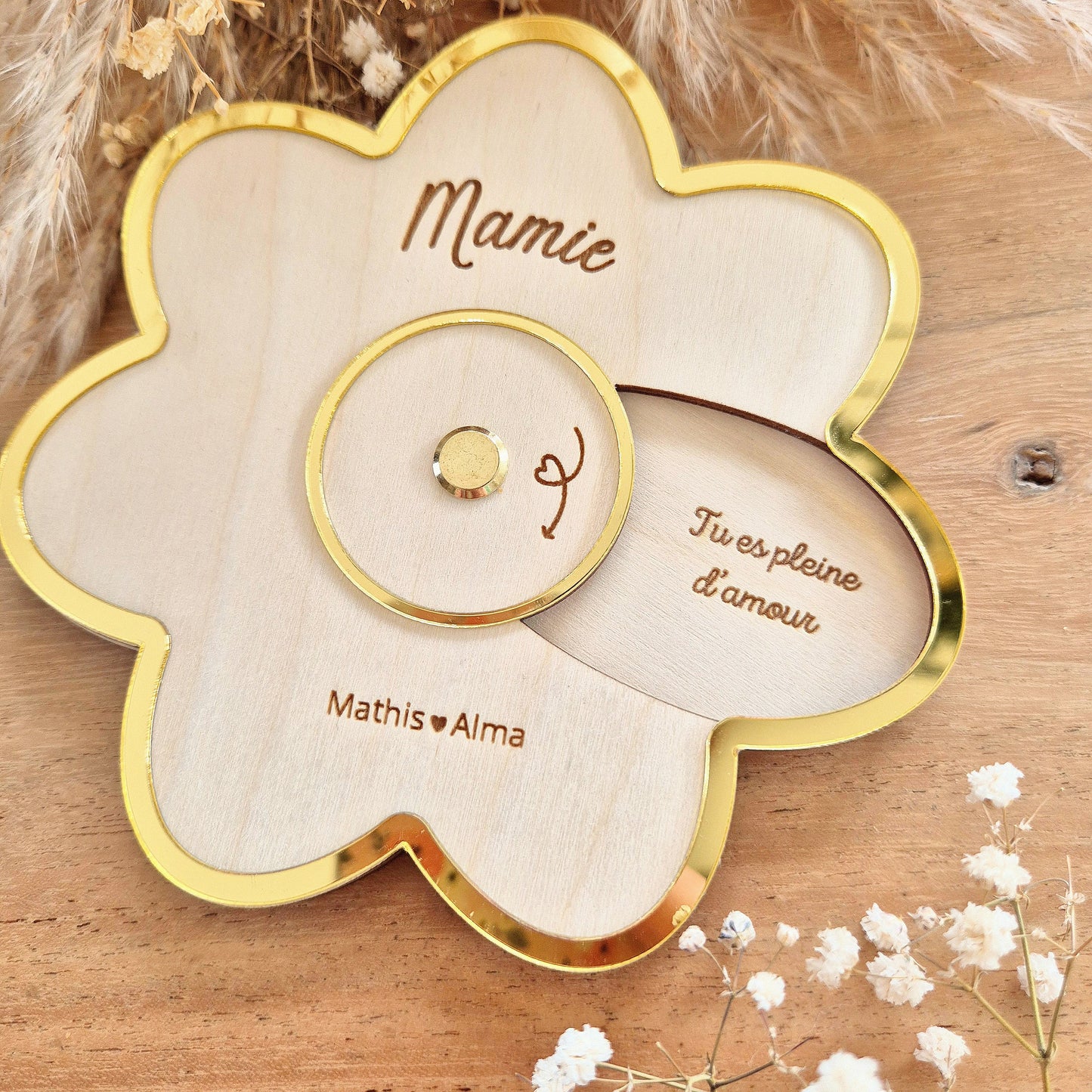 Fleur à messages tournante personnalisée - Cadeau Mamie