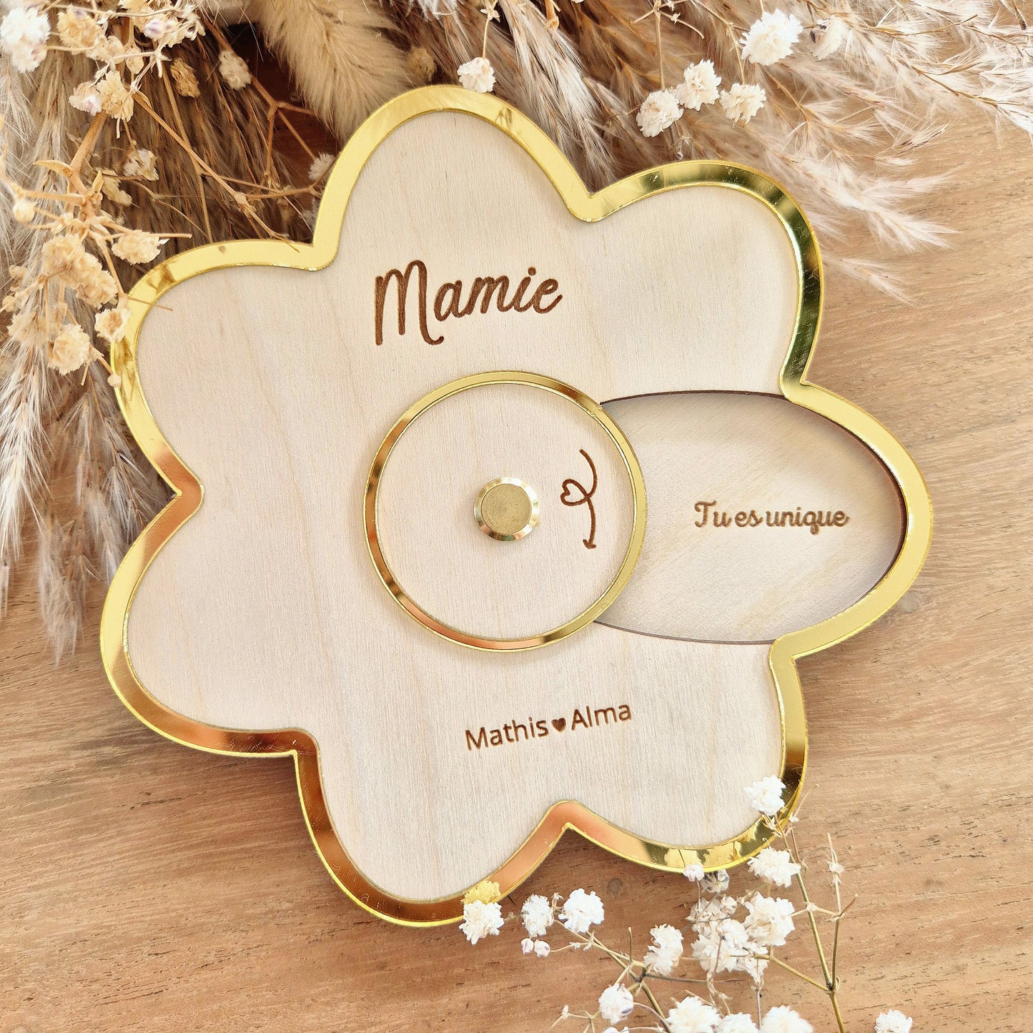Fleur à messages tournante personnalisée - Cadeau Mamie