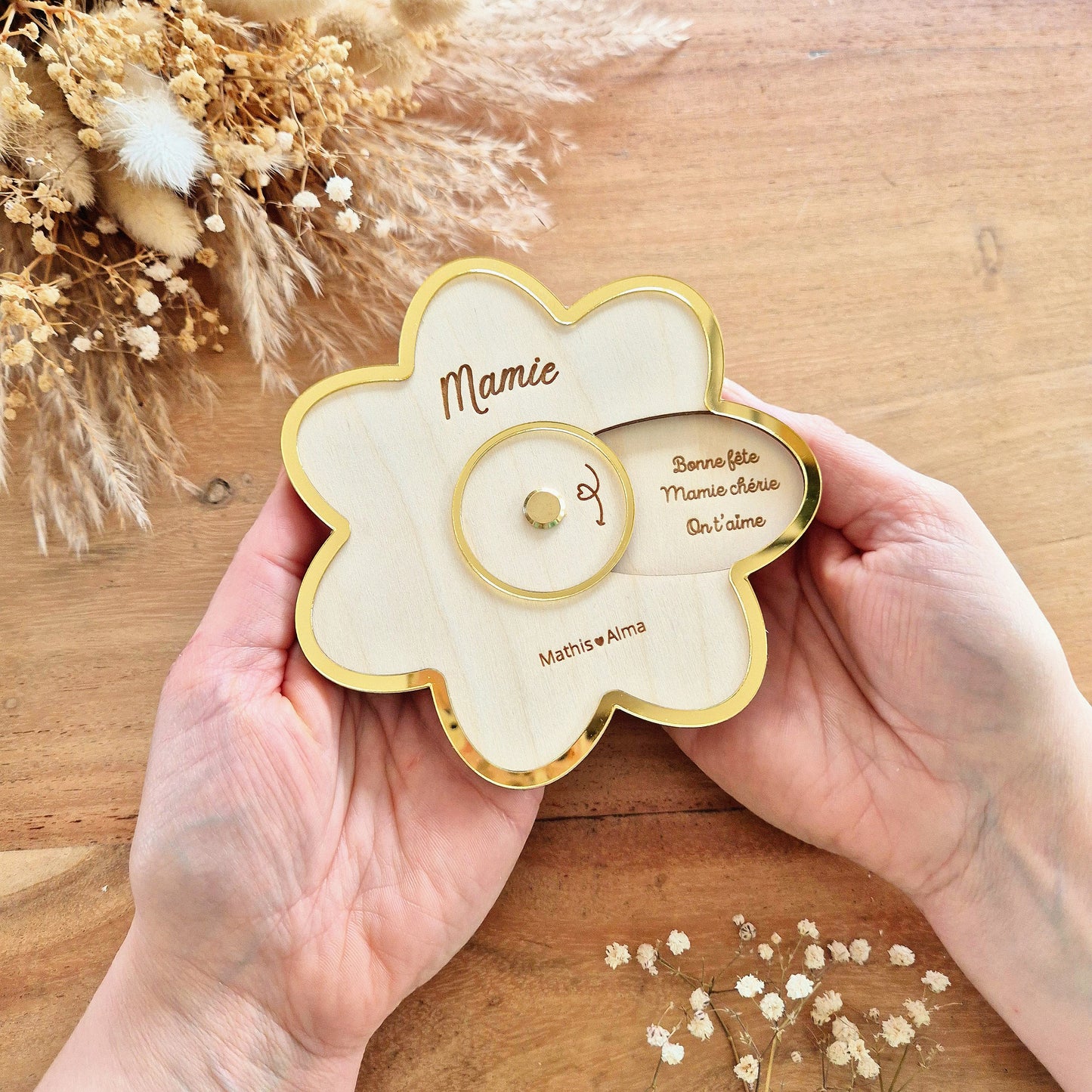 Fleur à messages tournante personnalisée - Cadeau Mamie