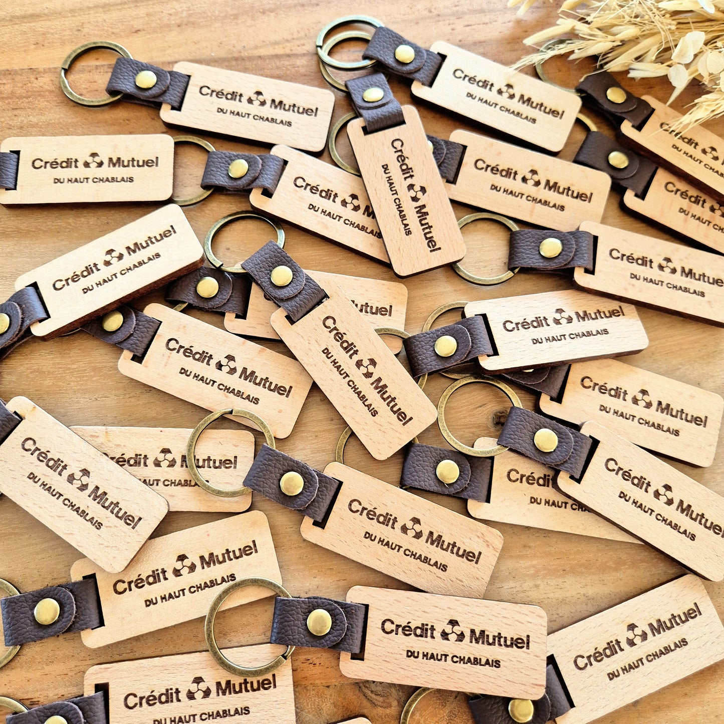 Porte-clés en bois personnalisés cadeaux clients - Quantité minimum 10