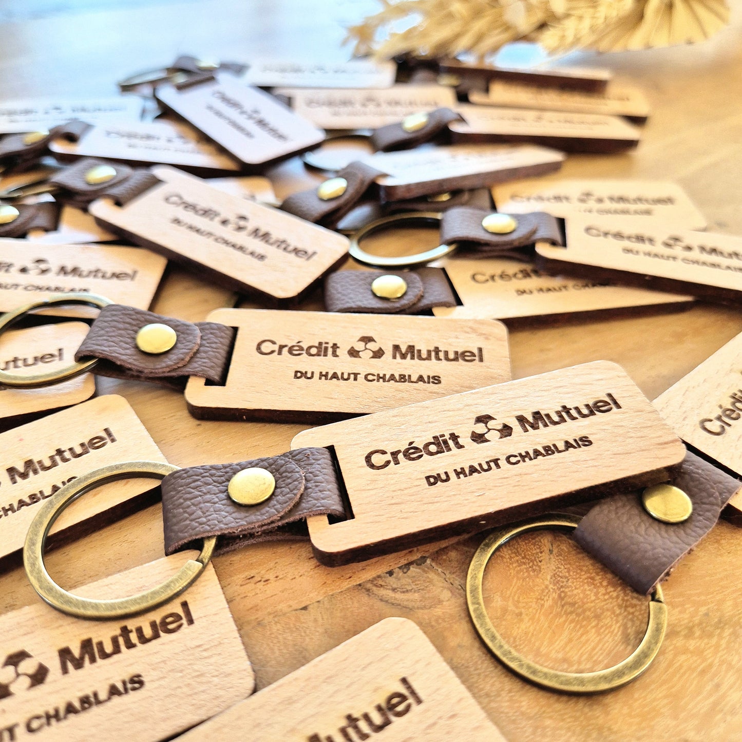 Porte-clés en bois personnalisés cadeaux clients - Quantité minimum 10