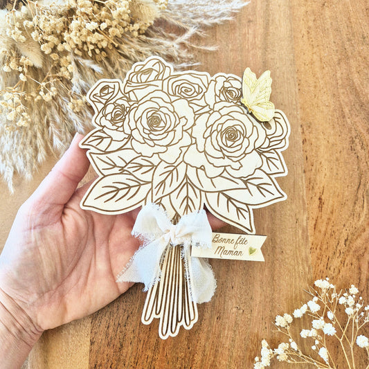 Bouquet éternel en bois personnalisé