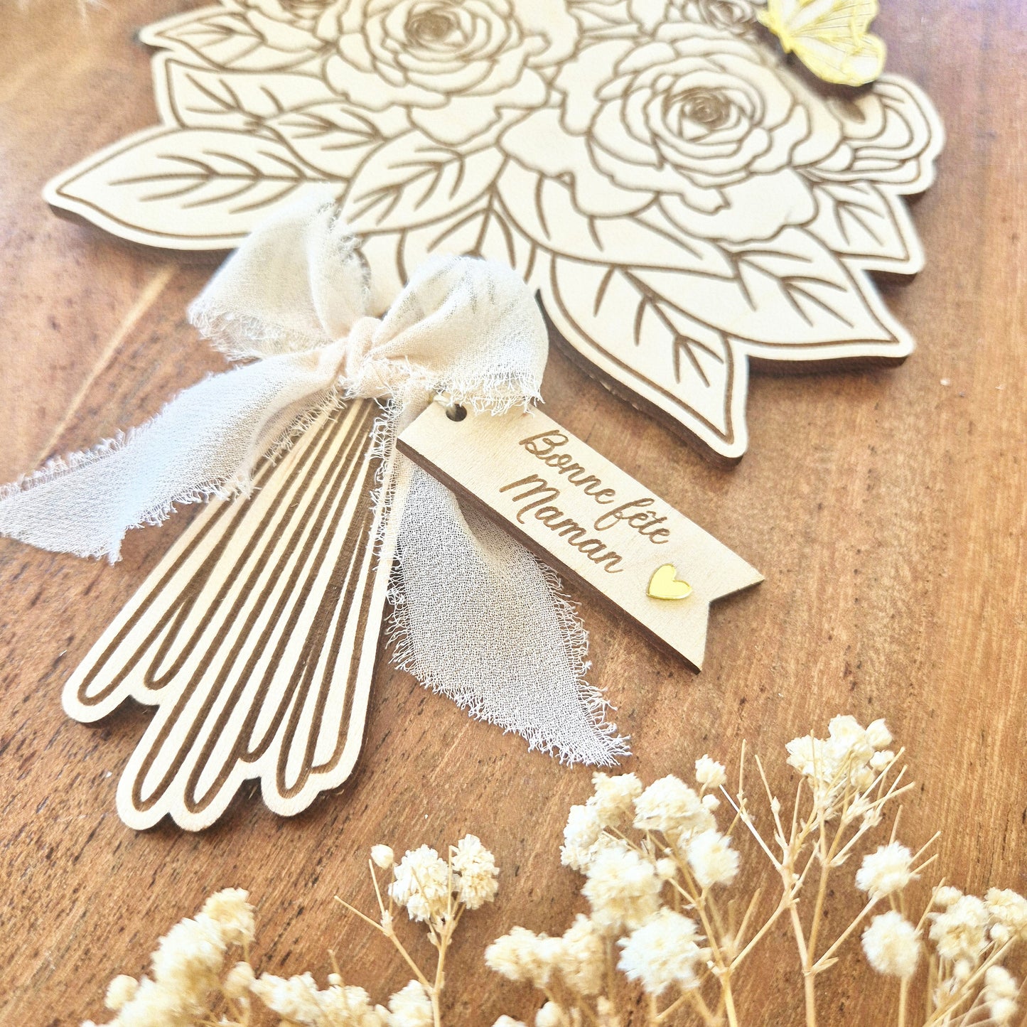 Bouquet éternel en bois personnalisé