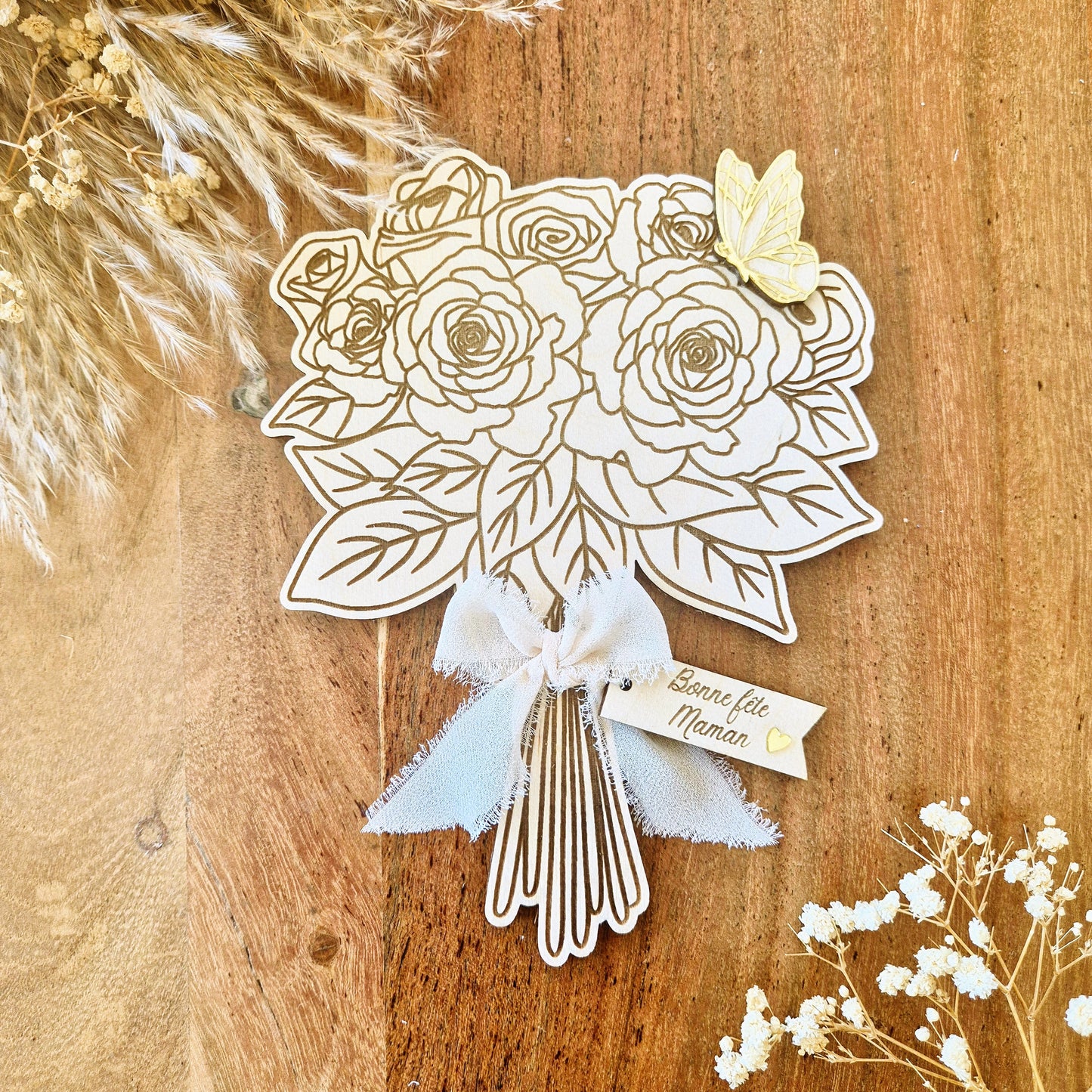 Bouquet éternel en bois personnalisé