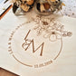 Livre d'or en bois personnalisé sur mesure mariage - Initiales fleurs