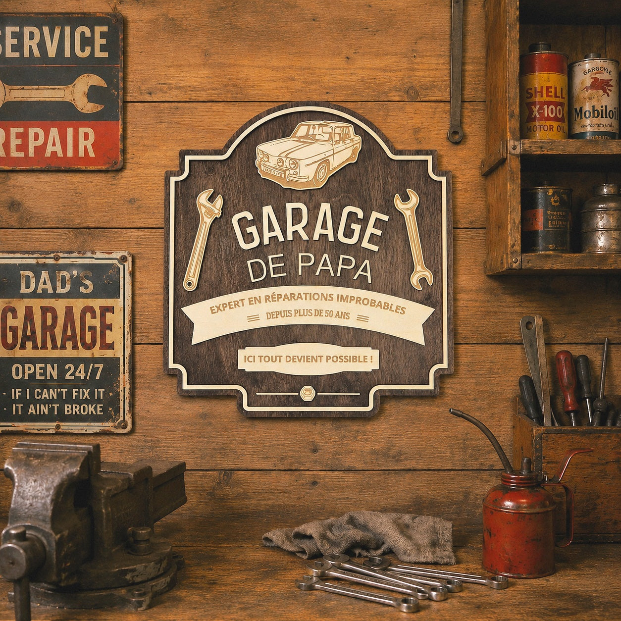 Pancarte en bois personnalisée - Cadeau Papa