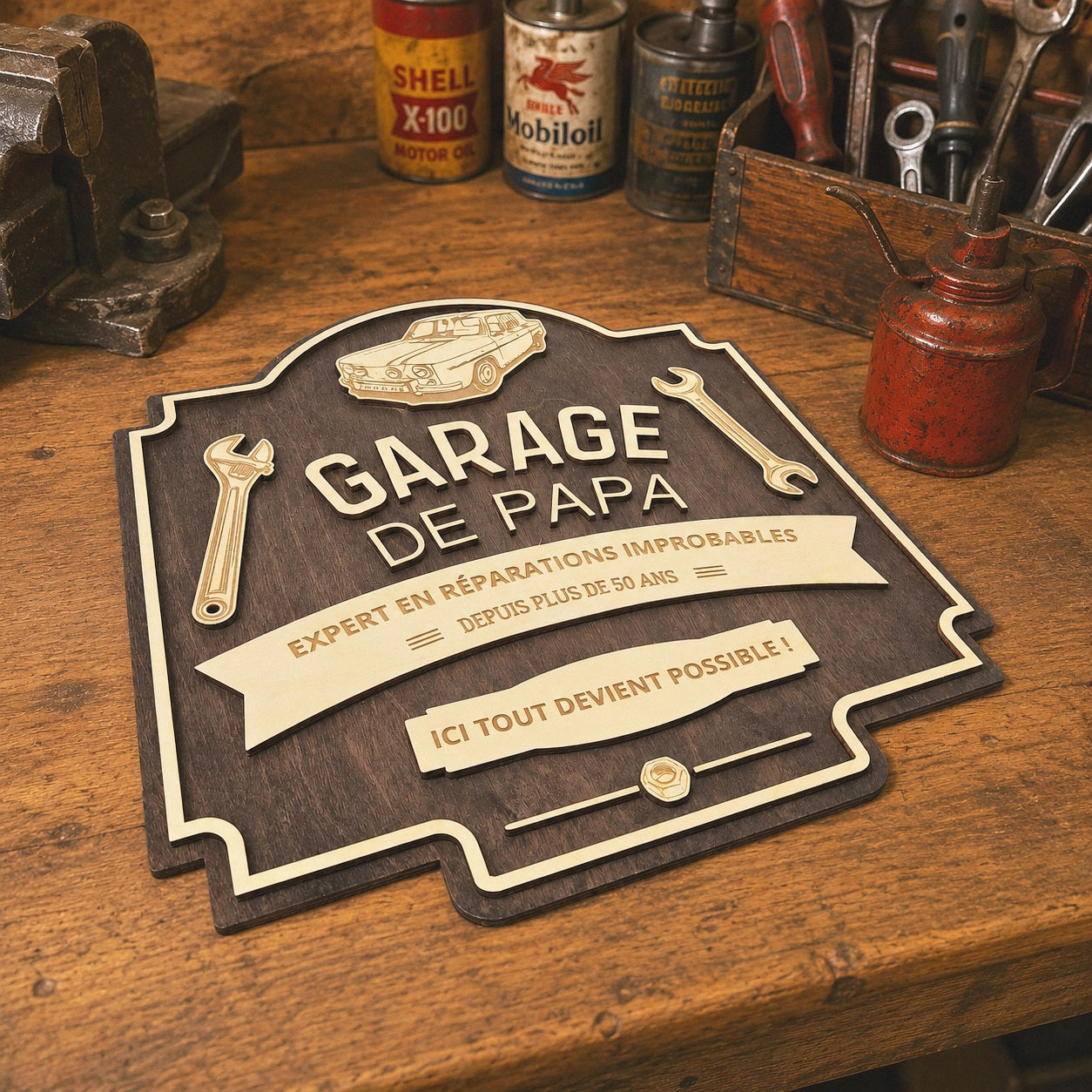 Pancarte en bois personnalisée - Cadeau Papa