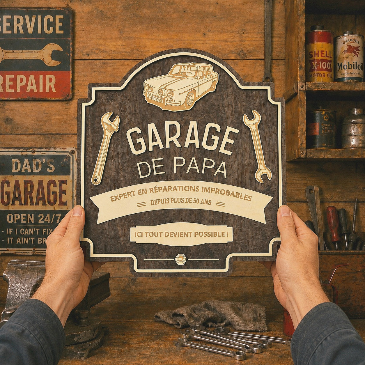 Pancarte en bois personnalisée - Cadeau Papa