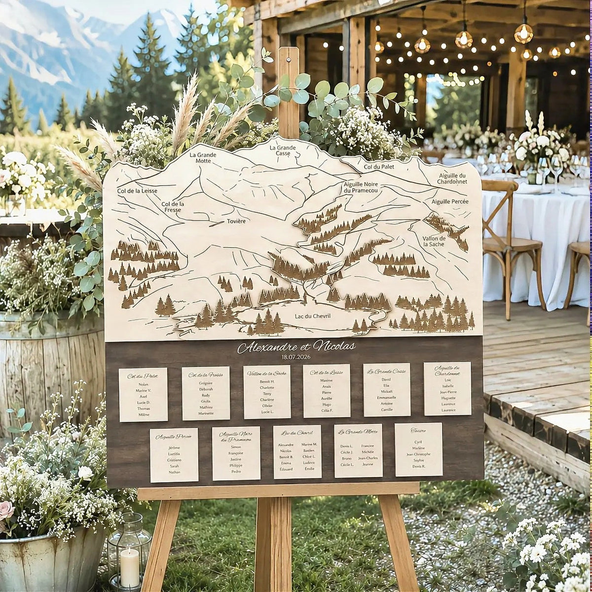 Plan de table mariage sur mesure - Montagnes Tignes