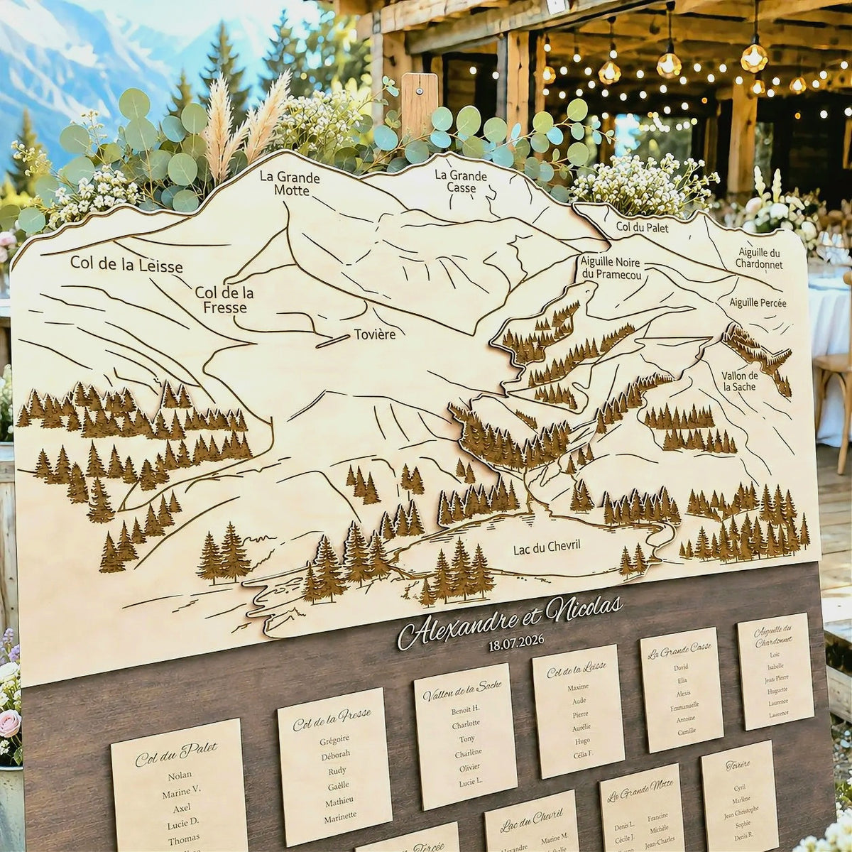 Plan de table mariage sur mesure - Montagnes Tignes