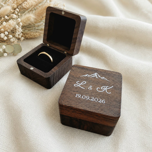 Boîte à alliance en bois personnalisée - Mariage