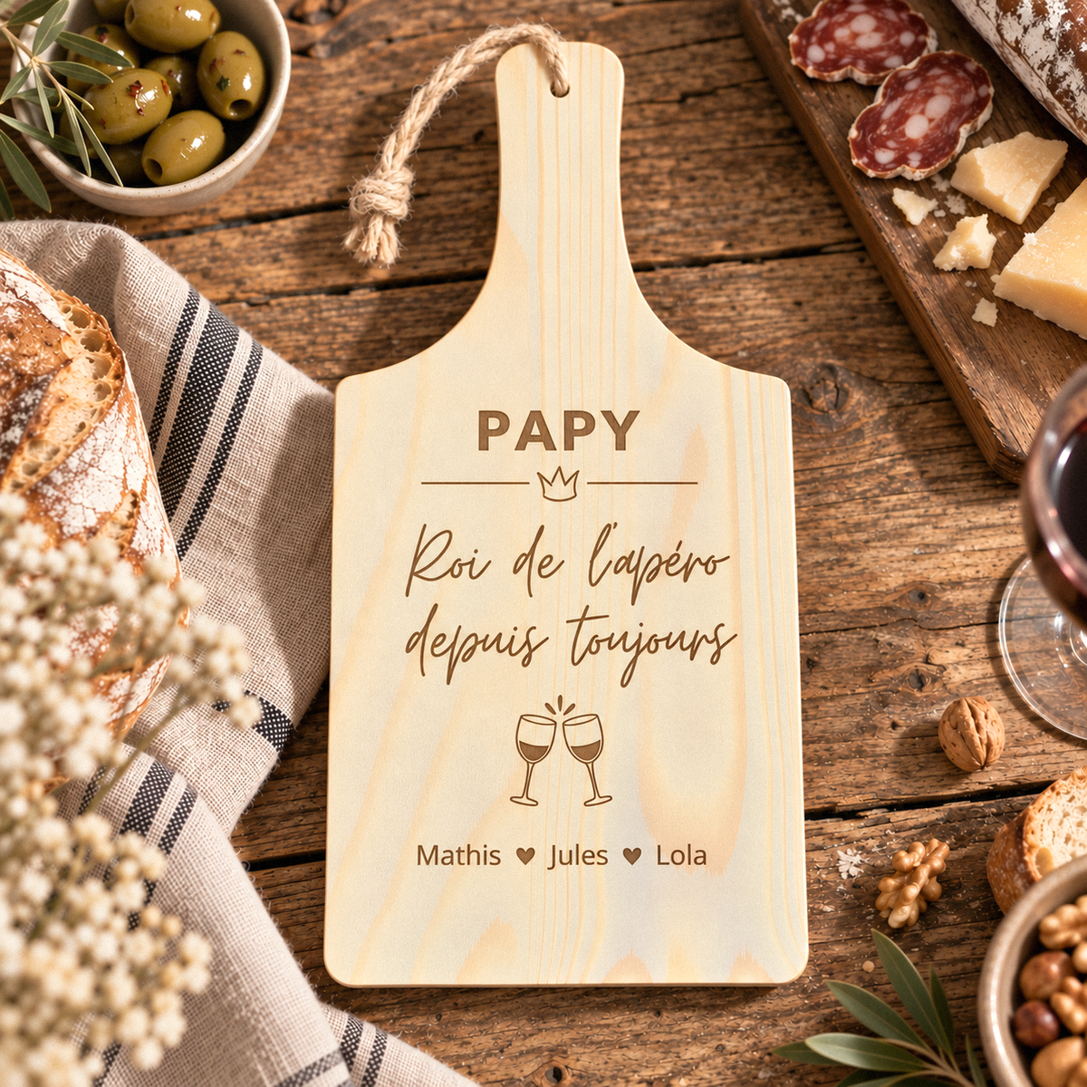 Planche à découper en bois personnalisée petit modèle - Cadeau Papy