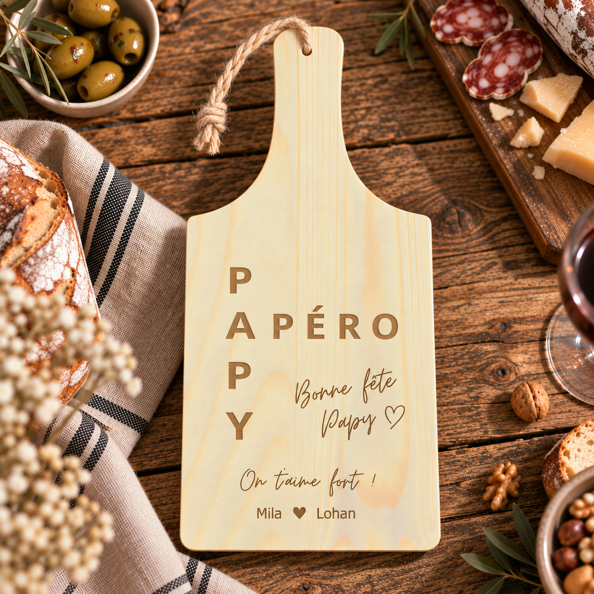 Planche à découper en bois personnalisée petit modèle - Cadeau Papy