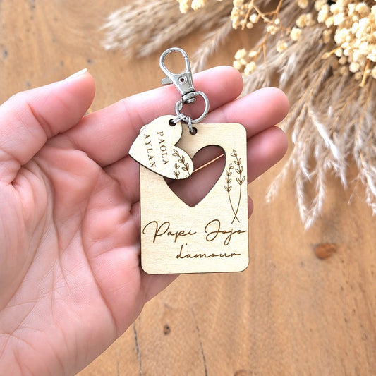 Porte-clés en bois personnalisé - Cadeau Papy