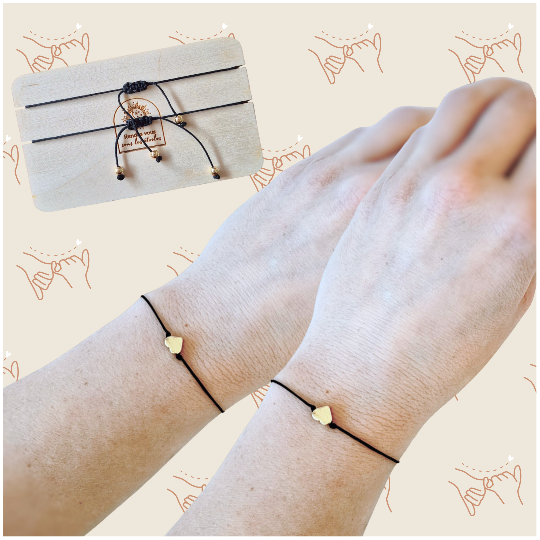 Carte bracelets coeurs cadeau duo toi et moi