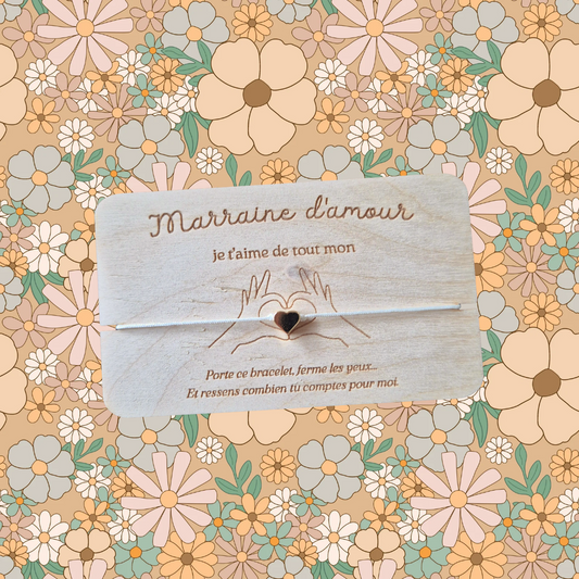 Carte bracelet message cadeau marraine