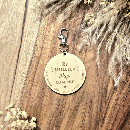 Porte-clés en bois meilleur Papi  personnalisé