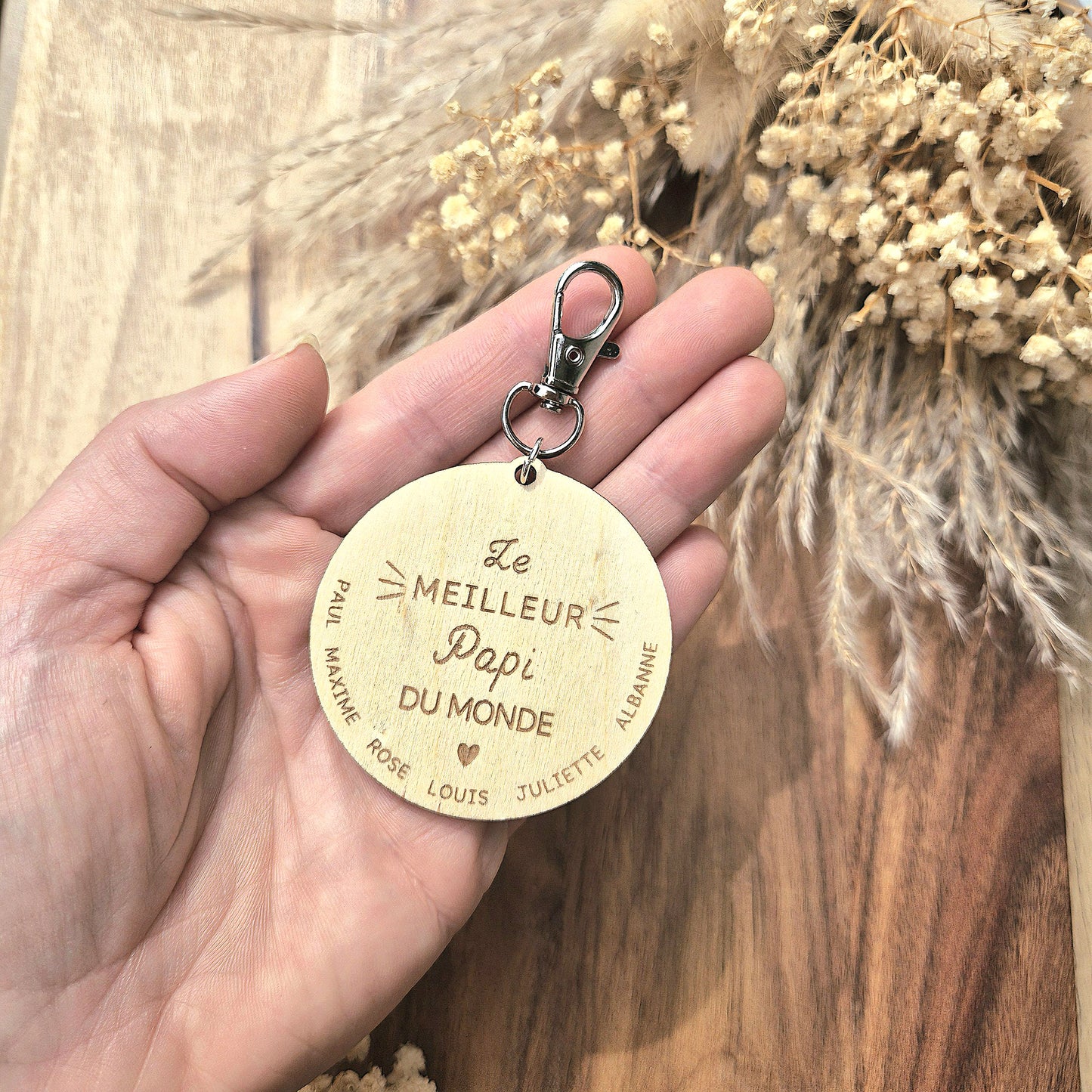 Porte-clés en bois meilleur Papi  personnalisé
