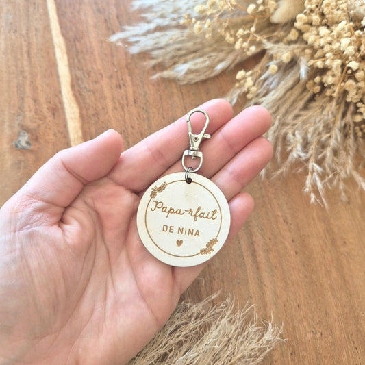 Porte-clés Papa-rfait en bois personnalisé