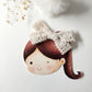 Barrette nœud crème dentelle